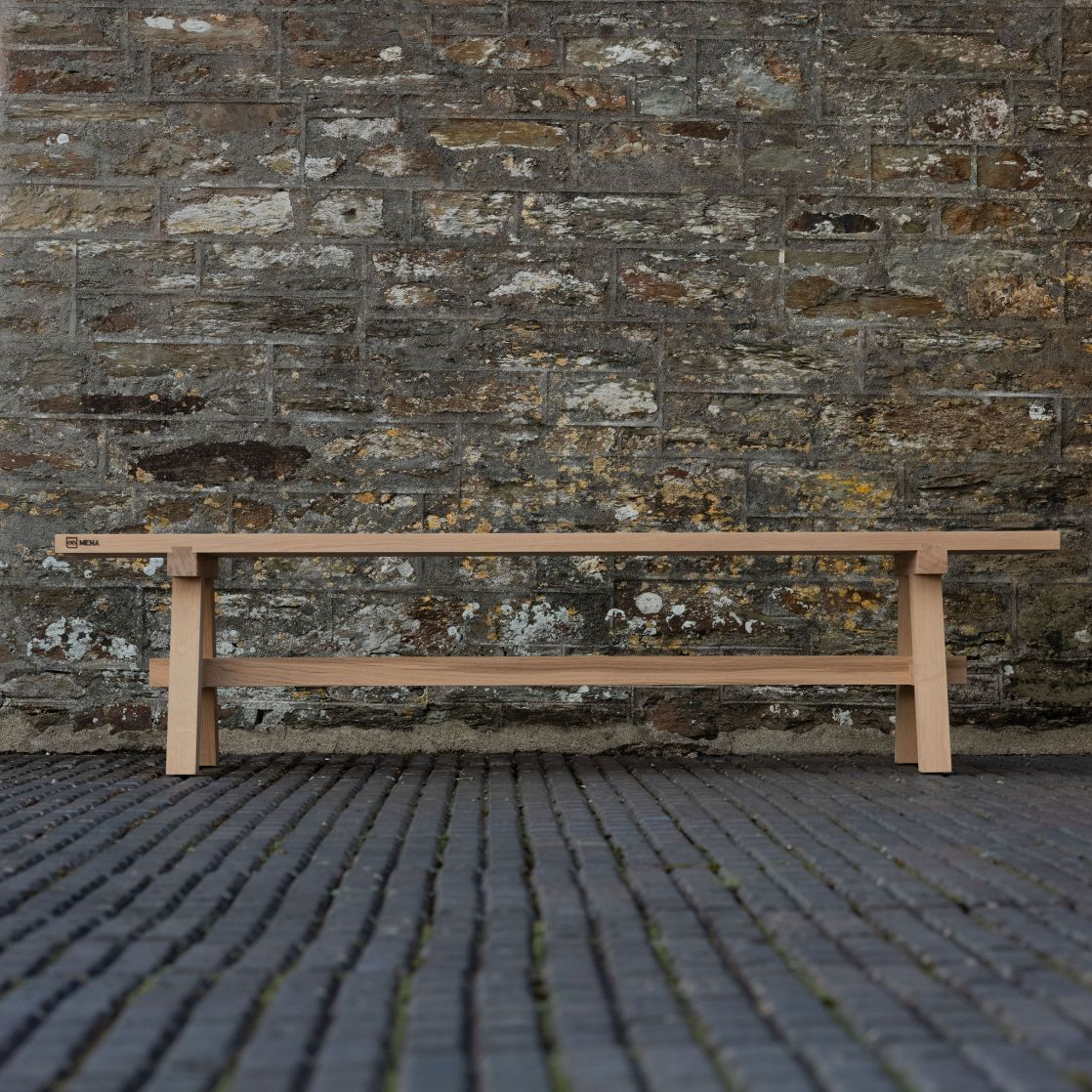 a wooden outdoor bench