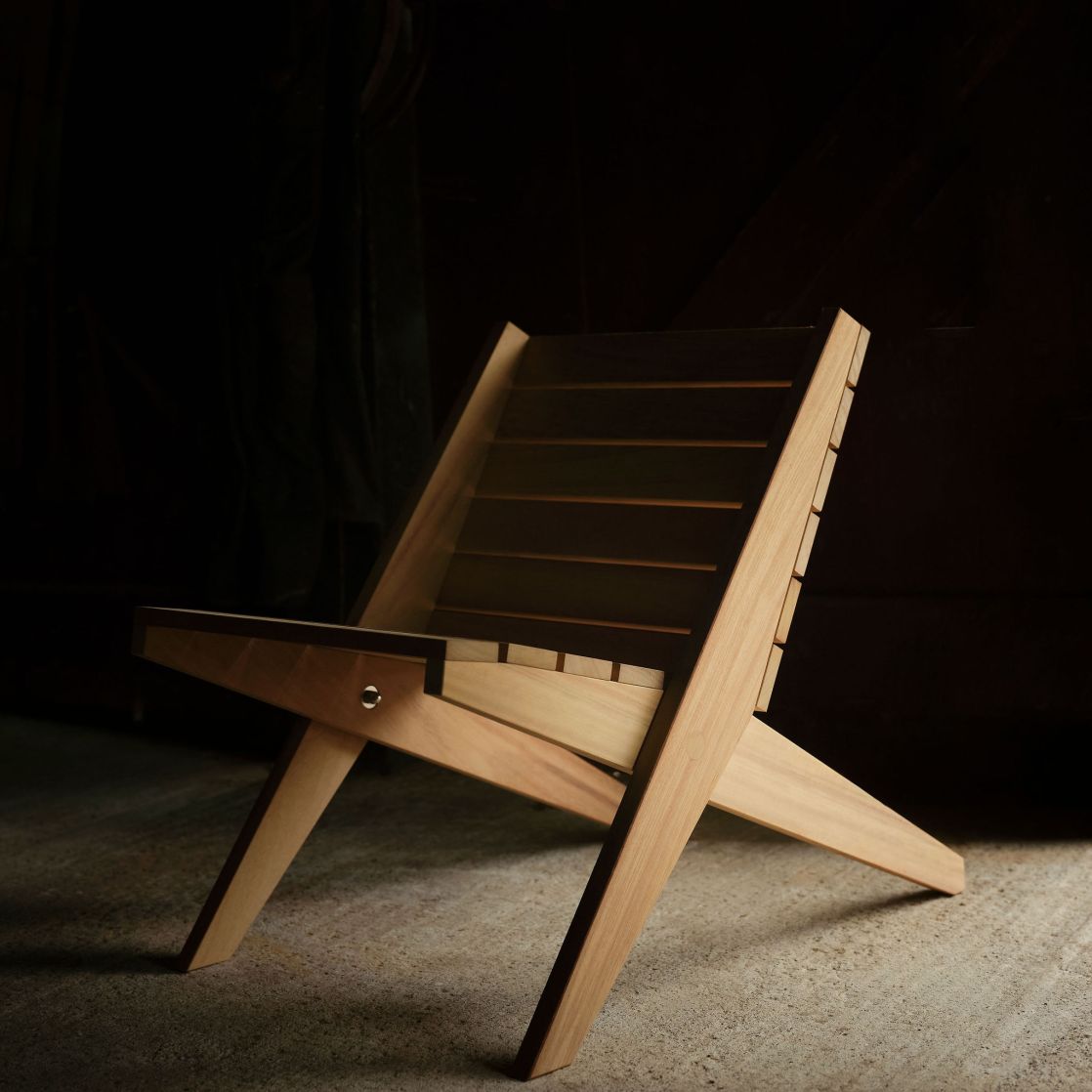Folding garden chair made from Iroko