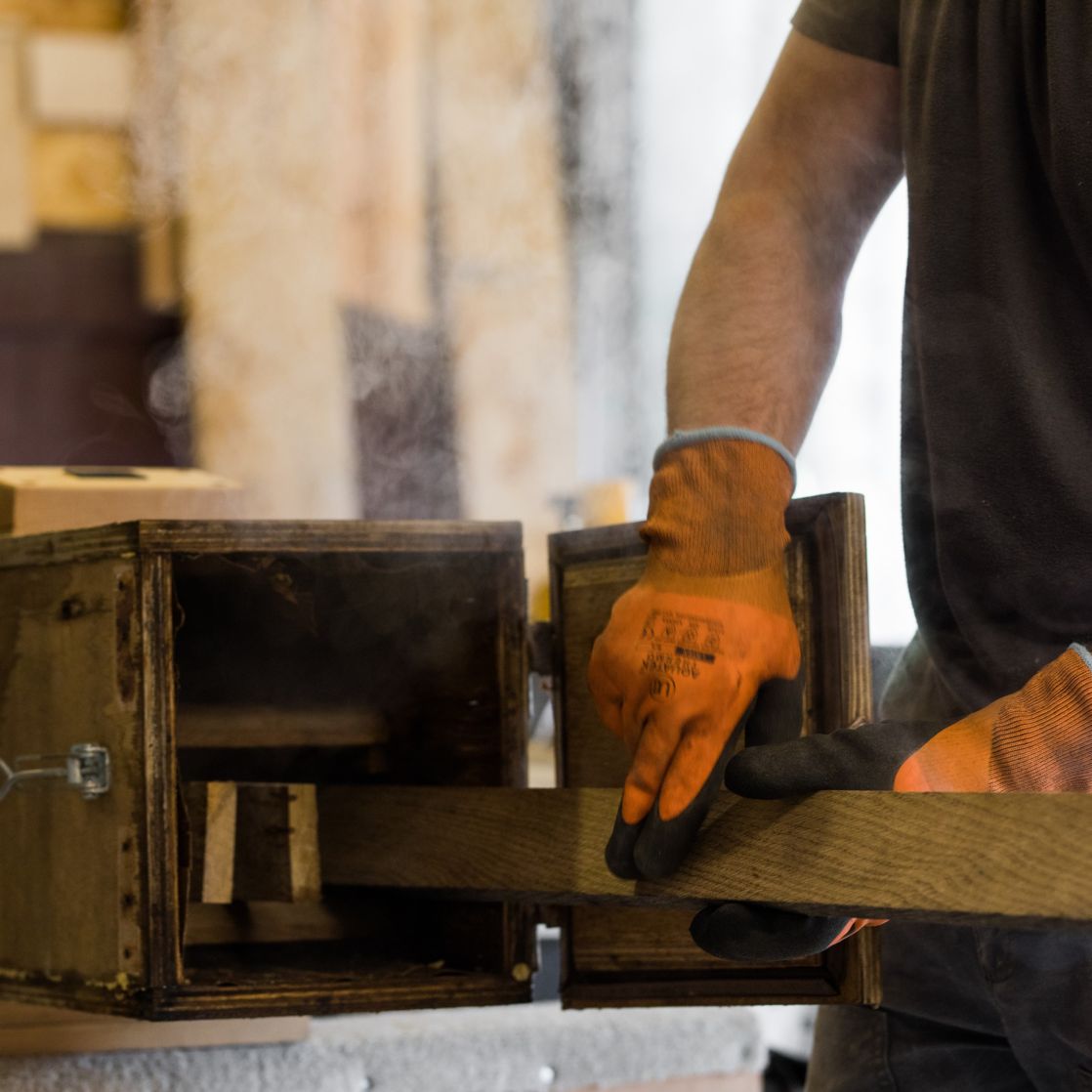 Steam bending box with oak slat